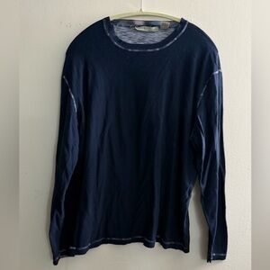 Autumn Cashmere Men’s Organic Cotton Reversed Seam Long Sleeve Shirt Blue Size L